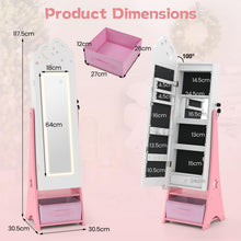 Load image into Gallery viewer, Kids Jewelry Cabinet with Sensor Lights and Full-Length Mirror
