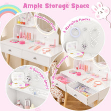 Load image into Gallery viewer, Kids Vanity Table and Chair with 2-Color LED Lighted Mirror
