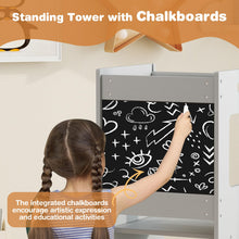 Load image into Gallery viewer, Kids Step Stool, Toddler Kitchen Helper Stand Baby Tower with Adjustable Height, Safety Rail &amp; Chalkboard
