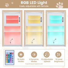 Load image into Gallery viewer, Wooden Cat House with Adjustable LED Light, Charging Station, Storage Shelves, Drawer
