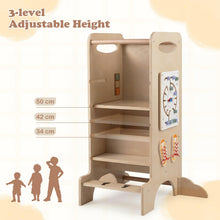Load image into Gallery viewer, Toddler Step Stool Wooden Kids Standing Tower with Safety Rails
