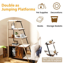Load image into Gallery viewer, Cat Litter Box Enclosure, Indoor Hidden Privacy Kitty Washroom with Ladder Shelf, Removable Cushions &amp; Side Entry
