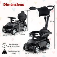 Load image into Gallery viewer, 3-in-1 Ride on Push Car with Adjustable Canopy and Steering Push Bar

