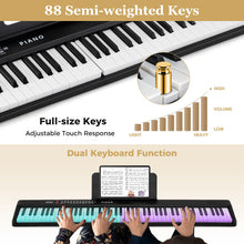 Load image into Gallery viewer, 88 Key Foldable Piano Keyboard with MIDI Wireless Connection and Microphone
