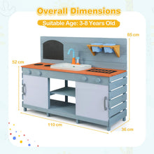 Load image into Gallery viewer, Kids Play Kitchen Set with Chalkboard and Faucet and Sink
