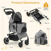 Load image into Gallery viewer, 3-in-1 Pet Stroller, Foldable Dog Pushchair
