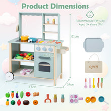 Load image into Gallery viewer, Kids Play Kitchen, Wooden Toy Kitchen with Stoves, Oven, Chalkboard

