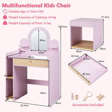 Load image into Gallery viewer, Kids Vanity Table and Chair Set, Girls Dressing Table
