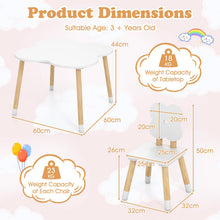 Load image into Gallery viewer, Children Activity Table with 2 Chairs and Pine Wood Legs, Flower Backrest
