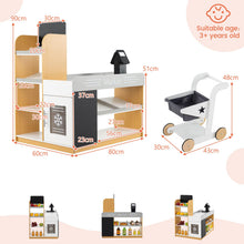 Load image into Gallery viewer, Pretend Play Grocery Store Set with Shopping Cart and 2 Chalkboards
