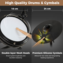 Load image into Gallery viewer, Electric Drum Set Foldable Drum Kit with 18 CM Mesh Drum Pads
