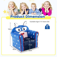 Load image into Gallery viewer, Kids Sofa Chair, Wooden Children Armchair with Cute Pattern and Non-slip Foot Pads
