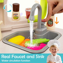 Load image into Gallery viewer, Kids Kitchen Playset Corner Play Kitchen with Realistic Sounds and Lights
