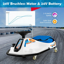 Load image into Gallery viewer, 24V Kids Ride On Car, Electric Go Kart with 360¡ã Spin Wheels, Wireless Connection, USB, Radio, Music
