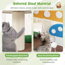 Load image into Gallery viewer, Cat Tree, Mushroom Cat Tower with Condo, Platform, Scratching Posts (60 x 49 x 60cm)
