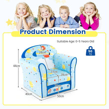Load image into Gallery viewer, Kids Sofa Chair, Wooden Children Armchair with Cute Pattern and Non-slip Foot Pads
