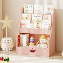 Load image into Gallery viewer, 4-Tier Kids Bookcase, Wooden Children Bookshelf

