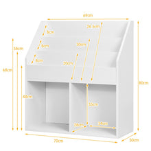 Load image into Gallery viewer, Wooden Kids Bookshelf with 3 Tiers Shelves and 2 Compartments
