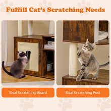 Load image into Gallery viewer, Cat Litter Box Enclosure with Sisal Scratching Post and Mat
