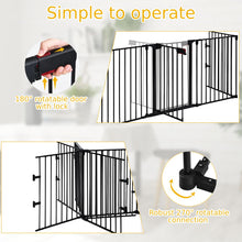 Load image into Gallery viewer, 5 Panel Safety Gate Fireplace Barrier Hearth Gate with Walk-Through Door
