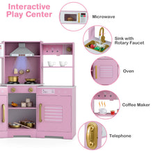 Load image into Gallery viewer, Wooden Pretend Play Kitchen with Real Sounds and Lights
