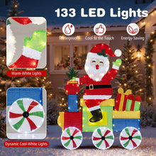 Load image into Gallery viewer, 4FT Lighted Santa Claus on Train, 2D Pre-Lit Indoor Outdoor Christmas Decoration
