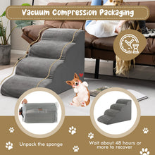 Load image into Gallery viewer, 4-Tier Foam Dog Ramp with Washable Zippered Cover and Silicone Paw Prints

