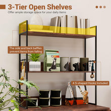 Load image into Gallery viewer, Modern Cat Litter Box Enclosure Cabinet with 3-Tier Shelves Metal Frame
