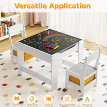 Load image into Gallery viewer, Kids Table Chair Set with Double Side Tabletop Table and Storage Box
