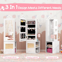 Load image into Gallery viewer, Kids Jewelry Cabinet, 3 in 1 Girls Jewelry Organizer with Full-Length Mirror
