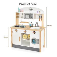 Load image into Gallery viewer, Wooden Kids Play Kitchen Set with Microwave Oven and Washing Machine
