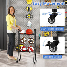 Load image into Gallery viewer, 3-Tier Basketball Rack with 4 Universal Wheels and Metal Frame

