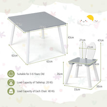 Load image into Gallery viewer, Kids Wooden Table and Rabbit Chairs Set with Space-Saving Structure
