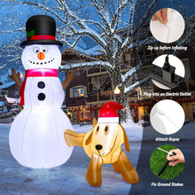 Load image into Gallery viewer, 180 cm Tall Inflatable Snowman and Dog Set with Built-in LED Lights
