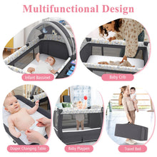 Load image into Gallery viewer, 5 in 1 Portable Pack and Play with Bassinet and Mattress

