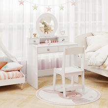 Load image into Gallery viewer, Kids Vanity Table and Chair Set with Mirror
