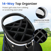 Load image into Gallery viewer, 14-Way Golf Cart Bag with 9 Zippered Pockets and Cooler Bag
