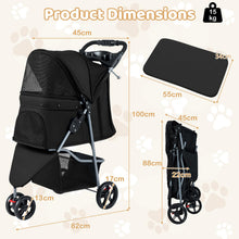 Load image into Gallery viewer, Pet Stroller with Adjustable Canopy and 3 Shock-absorbing Wheels
