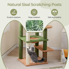 Load image into Gallery viewer, Plant Cat Tree, 152cm Green Aesthetic Cat Tower with Sisal Scratching Posts, Artificial Leaves, Perch, Hammock
