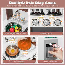 Load image into Gallery viewer, Wooden Play Kitchen - Kids Toy Kitchen with Microwave, Fridge, Water Dispenser, Telephone, Oven, Cookware
