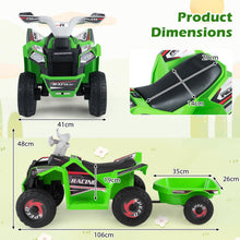 Load image into Gallery viewer, 6V Kids Electric Quad with Removable Back Trailer Toddler Ride On ATV
