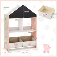 Load image into Gallery viewer, Kids Storage Shelf, Toy Storage Organizer with Chalkboard/Whiteboard, 4 Top Compartments
