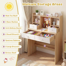 Load image into Gallery viewer, Kids Study Desk and Chair Set with Open Shelves and Cork Bulletin Board
