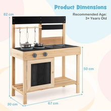Load image into Gallery viewer, Mud Kitchen, Fir Wood Outdoor Play Kitchen with 2 Removable Sinks, Storage Shelves
