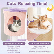 Load image into Gallery viewer, Cat Tree, Modern Cat Tower with Scratching Posts, Cat Condo, Plush Perch, Hammock

