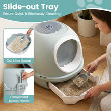 Load image into Gallery viewer, Cat Litter Box with Lid, Helicopter Style Fully Enclosed Cat Toilet with Scoop
