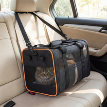 Load image into Gallery viewer, Pet Carrier with Wheels, Foldable Pet Carrier with Telescopic Handle, Shoulder Strap, Washable Pad, Safety Leash
