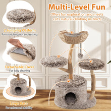 Load image into Gallery viewer, Multi-level Wood Cat Tree Tower Kitten Activity Center with Solid Trunk
