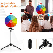 Load image into Gallery viewer, 16Inches Spinning Wheel Game with 12 Slots Color Prize Wheel Tripod

