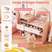 Load image into Gallery viewer, Kids Dressing Table, Girls Vanity Set with Lighted Mirror
